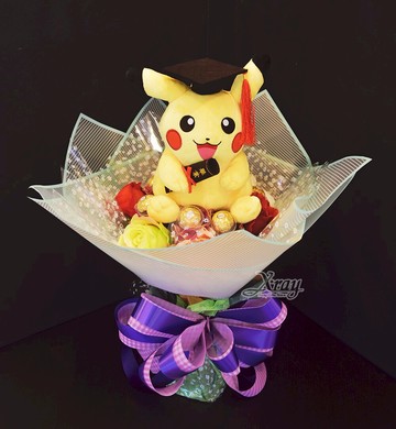22公分坐姿皮卡丘 金莎捧花，寶可夢/神奇寶貝/情人節金莎花束/頒獎/畢業花束/畢業典禮/情人節禮物/送禮/捧花/節慶/婚禮小物/生日禮物/交換禮物/告白/求婚，X射線【Y234066】
