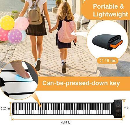 88 Keys Roll Up Piano with Pedal Upgraded Numeric Portable Piano Sticker Keyboard for Kids Beginner