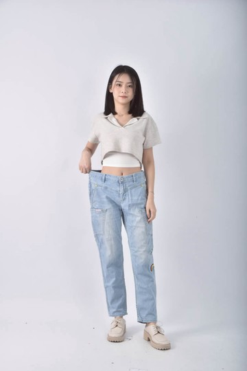 (3XL) by etboite丹寧牛仔圖案藍色長褲