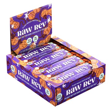 RAW REV Glo Bar with Raw Superfoods Peanut Butter Dark Chocolate & Sea Salt 12 Bars