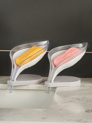 樹葉肥皂盒浴室免打孔吸盤香皂盒架衛生間瀝水洗衣皂盒置物架