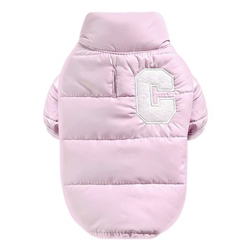 SassyDog 鋪棉外套 防潑水 拉繩洞 寵物用  12號(M)  韓風 C字 粉色  1件