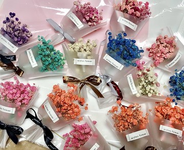 浪漫滿天星干花小花束迷你花伴手禮花束口紅禮盒搭配小花