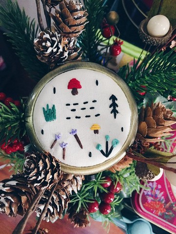 森林公園刺繡 | 刺繡隨身鏡 | 聖誕禮物