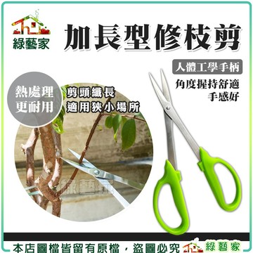 【綠藝家】加長型修枝剪 綠色 園藝剪刀 修花剪刀 修枝剪刀 芽切剪 採果剪 園藝工具 萬用剪刀 花木剪刀 花藝