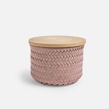 Handed By Wonder編織圓形附蓋籃XSH 粉