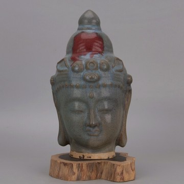 宋 鈞窯點彩佛頭 仿古老物件舊貨家居裝飾古玩古董復古擺設收藏