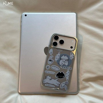 ins風個性復古線條小貓鏡面適用iPhone17手機殼蘋果16/15/14/13/12/11