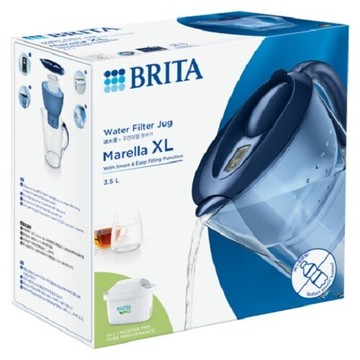 德國brita 馬利拉濾水壺3.5l(內附1顆pro濾芯) 透明白經典藍