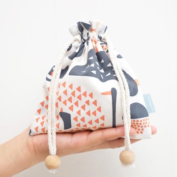 nocogou｜印花束口袋「小鳥們」