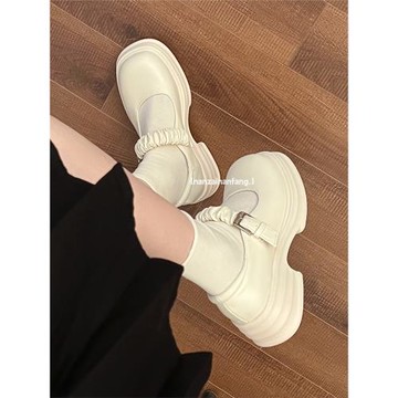 大頭百搭白色英倫風厚底小皮鞋女2025新款夏季復古法式瑪麗珍單鞋