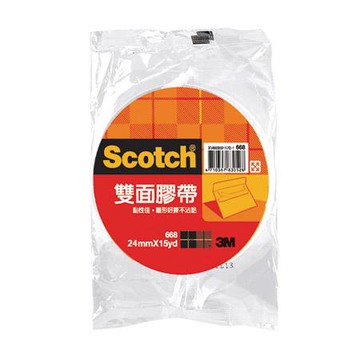 3M Scotch雙面棉紙膠帶/668/24mmx15Y