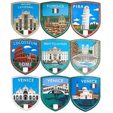 《炫彩系列》義大利 一套9張 金銀五彩蔥貼紙 防水無需自裁手帳裝飾素材 適用於行李箱 冰箱 水壺 品裝飾貼畫貼