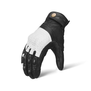 【復古騎士】SBKPLAY SR-21 黑白 復古皮革 觸控防摔手套