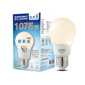 EVERLIGHT 10入組 LED燈泡 12W亮度 超節能plus 僅8.6W用電量(白光/黃光)