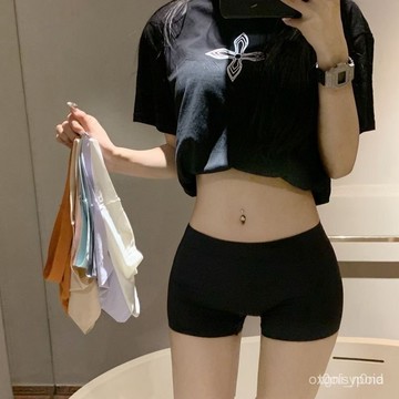 黑色收腹褲 無痕安全褲 薄款外穿四角短褲 防走光 辣妹緊身防走光內褲打底褲H1113 YGIY