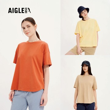 【AIGLE】女 抗UV有機棉短袖T恤｜AG-4P218