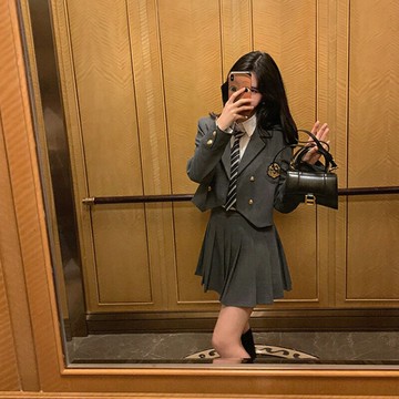 英倫學院風jk制服套裝裙女高級感御姐早春時尚減齡炸街網紅兩件套