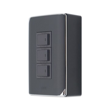 【朝日電工】 DS-3KH+B 縷光灰色系組合式三開關明盒組