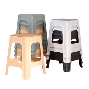 LOGIS "10入組"皮革軟墊方凳 塑膠椅 餐桌椅 椅子 4色【PST-H*10】淺灰