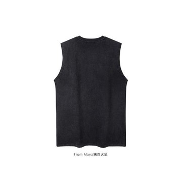 From Mars 無人支持 時尚撞色字母印花vintage寬松水洗無袖背心夏