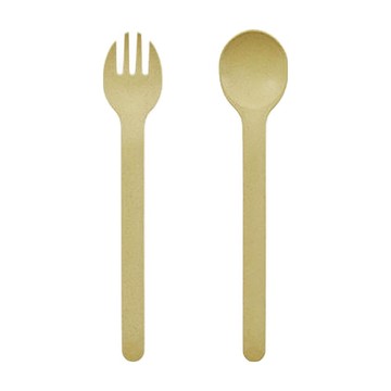 tak. 熊先生 叉子 + 湯匙 Set ABS樹脂  淡黃色  1組