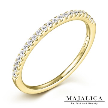 Majalica 半圈鑽純銀尾戒 金色款 PR6052-2