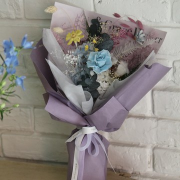 【Bloom & Grace 永生花禮花藝店】藍紫色永生花束 永生花 送禮花束 節日送禮 禮物
