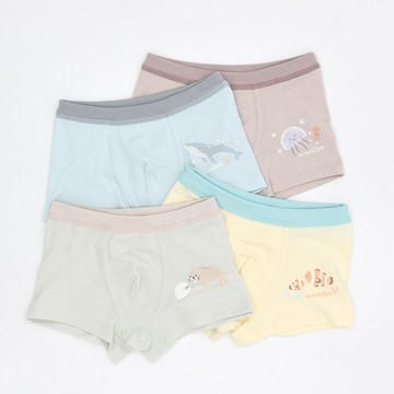 minihope美好的親子生活-沉靜海洋男童四角褲(4件組A)