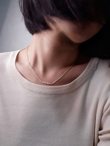 天然氣質珍珠純銀項鍊  925純銀 鎖骨鍊 優雅細緻 手作