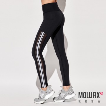Mollifix 瑪莉菲絲 彈力升級側修飾訓練動塑褲、瑜珈服、Legging (高調銀)