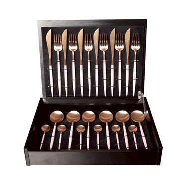 GOA ROSE系列-粉玫瑰金霧面不銹鋼-24件禮盒組(原廠木盒裝黑絨襯)