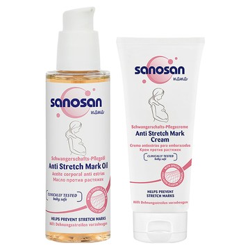 sanosan S孕女神寵愛孕肌撫紋組 撫紋霜 + 護理油  75ml  1組