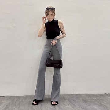 IN SHOP 素面微喇叭針織長褲-共2色【KT201716】
