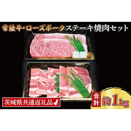 ふるさと納税  常陸牛 サーロインステーキ 約600g(300g×2枚) ローズポーク焼肉用 約4.. 茨城県大洗町