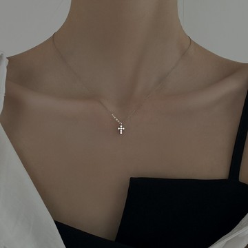 925純銀十字架項鏈女2021新款潮ins簡約冷淡風氣質頸鏈簡約鎖骨鏈