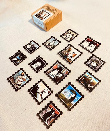 【MiKaLa】世界名畫喵 郵票貼紙