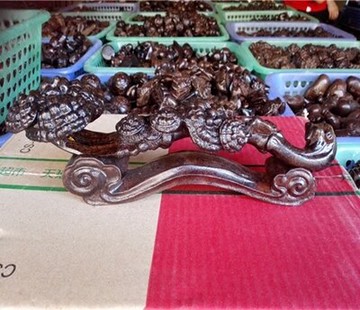 越南天然沉香木雕靈芝如意開業送禮實木擺件工藝品木質手把件1入