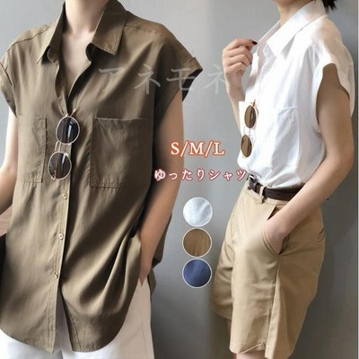 シャツ春服夏物ブラウス襟付きレディース無地白シャツ半袖シャツブラウス着痩せゆったりシンプルトップスオフィスおしゃれ 通販 Lineポイント最大get Lineショッピング