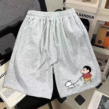 【台灣出貨】蠟筆小新 印花 日系 新款 短褲 夏季 男女 休閒 美式 寬鬆 運動 五分褲 褲子 短褲 五分褲 短褲 褲子