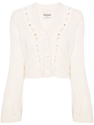 Zadig&Voltaire - Barley cable-knit cardigan - women - RWS Merino Wool/Mother of Pearl - L - Neutrals