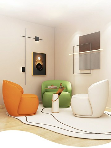 優樂悅~海誠奶油風布藝沙發現代客廳小戶型服裝店鋪美容院接待休息區網紅