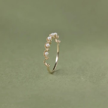 K10 花冠淡水珍珠戒指