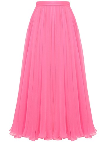 Alexander McQueen - pleated silk midiskirt - women - Silk - 40 - Pink