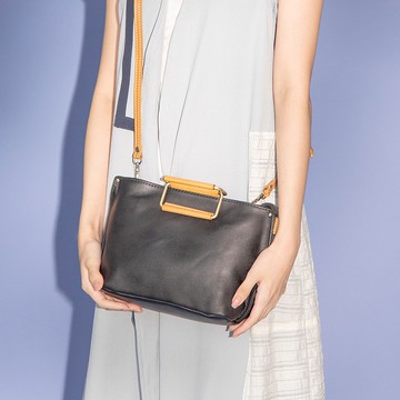 局部拼皮長方狀提把極簡方包