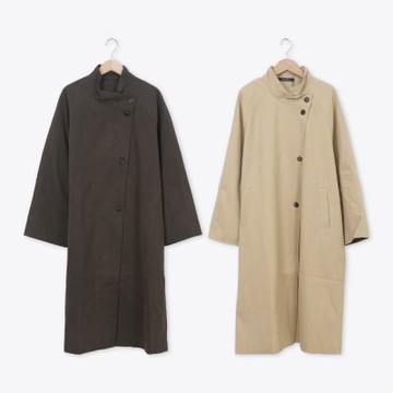 【MASTINA】立領中長版風衣外套 杏 灰(魅力商品)