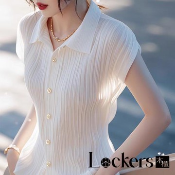 【Lockers 木櫃】優雅翻領短袖襯衫上衣 L114040802
