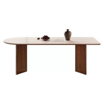 德利豐巖板洞石法式餐桌家用小戶型輕奢奶油半圓長方形餐桌子客廳[DD010109]