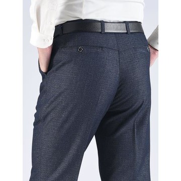 秋冬季加絨加厚款中老年男褲高腰深襠免燙中年休閑褲爸爸老人西褲