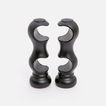 特力屋 實木窗簾桿雙托架凹型 黑色 2入 28mm